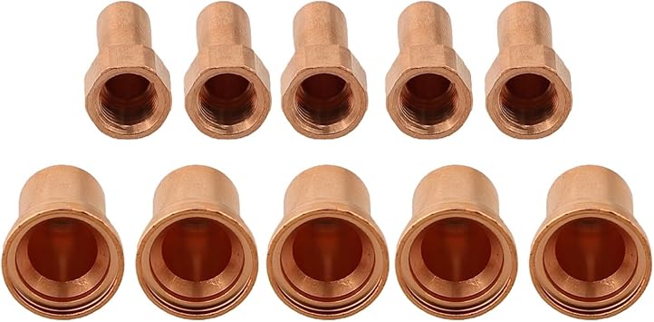 10pcs Plasma Cutter Parts for Unimig Cut 45 and SC80 Torch, Copper Electrode Nozzle Kit 1.2mm, Stable Performance Consumables Set
