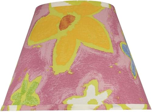 Miniatura 1 de Aspen Creative 32187A Pantalla de lámpara de construcción de araña con forma de imperio de transición, rosa con flores, 7 pulgadas superior x 13