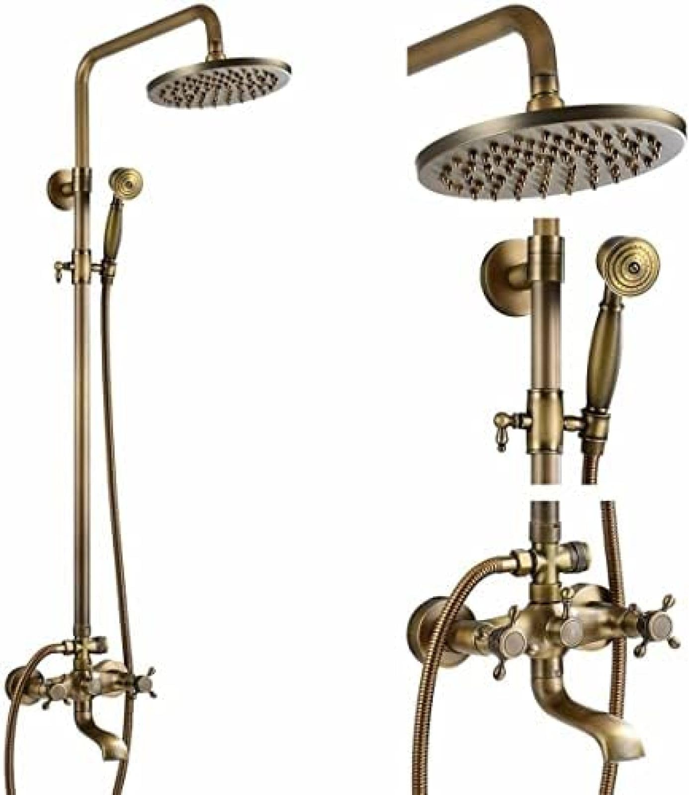 WDSOPK antique shower faucet system 8 inch rainfall head combination set bathtub filter valve