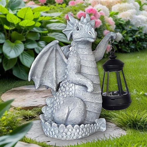 Solar Garden Decor Dragon Statues with Solar Lantern,Dragon Figurine Lights Outdoor Decorations for Yard Lawn Patio Balcony Whimsical Art Outside,Unique Housewarming Gift for Mom Grandma Women by VIOYOUNS - Image 7