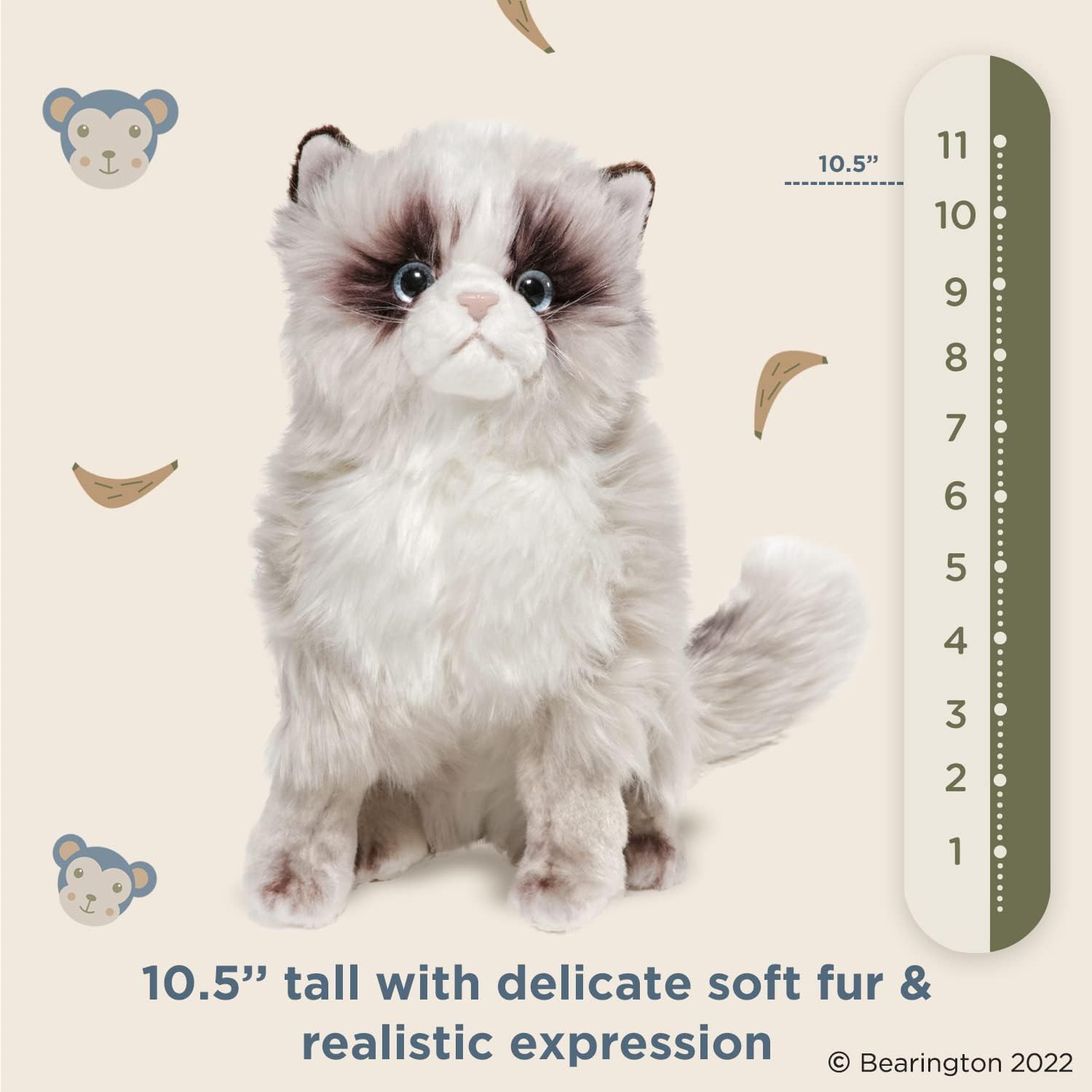 Bearington Cat Stuffed Animal - Ralistic Cat Plush Lifelike Himalayan Kitty Plushies That Look Real - Tasha 10.5" - Image 6