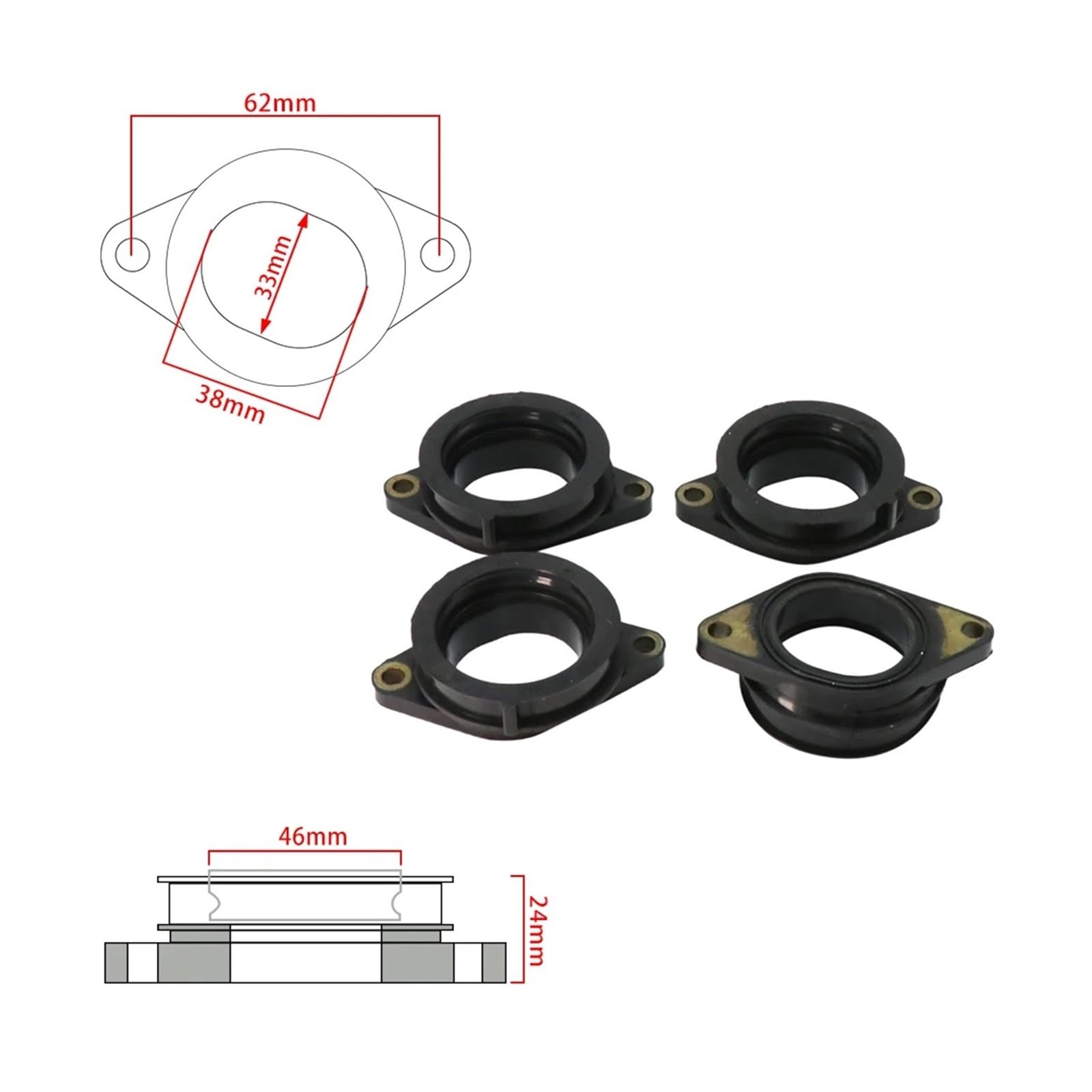 Xuanqingyi Store 4 szt. adapter gaźnika rura wlotowa gumowa mata kolektor interfejs rury kompatybilny z Yamaha kompatybilny z YZF R6 kompatybilny z YZF-R6 1999-2003