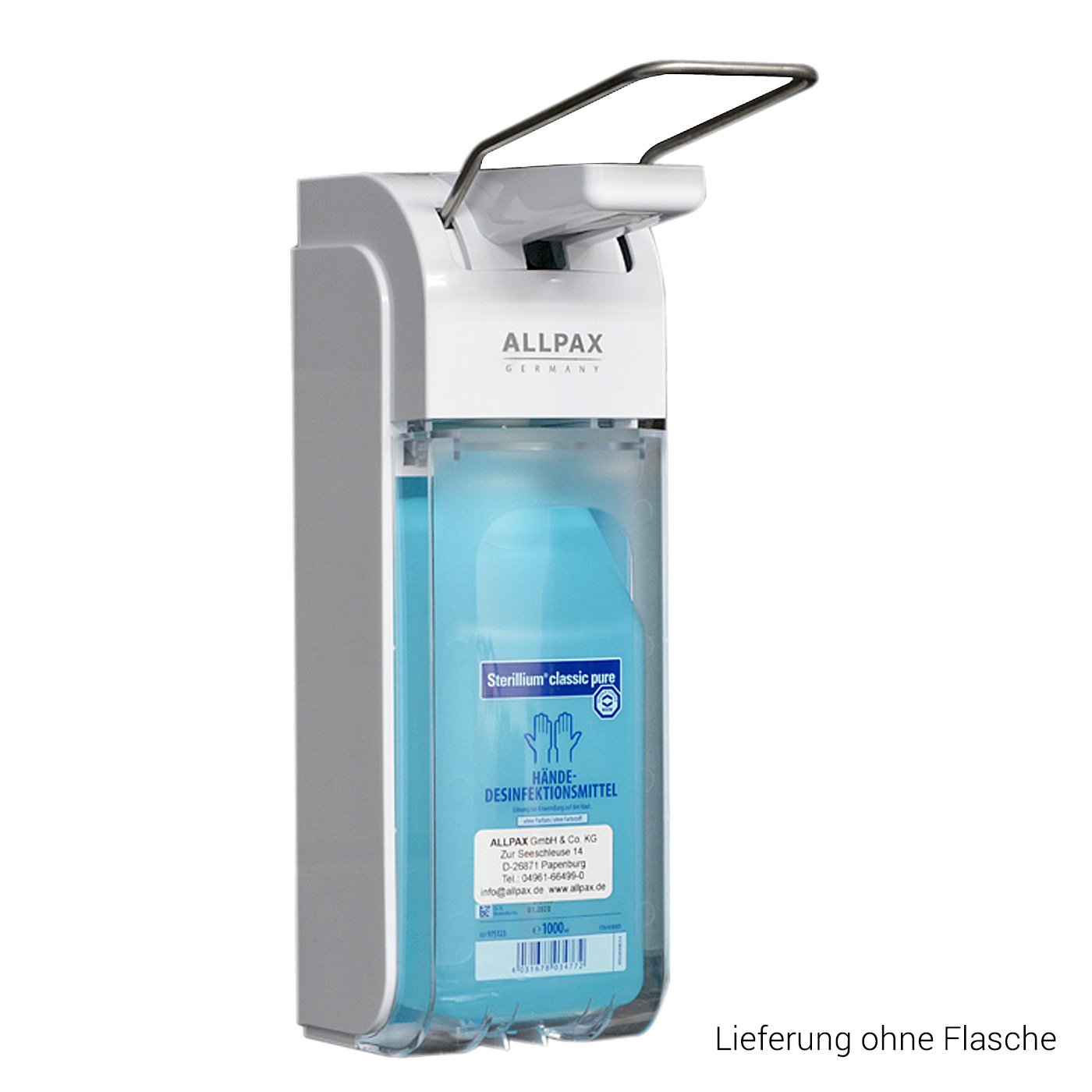 Allpax professioneller medizinischer Desinfektionsspender Universal 500 ml und 1000 ml Handdesinfektionsspender Eurospender - Flexible Dosiermengen - Bequeme Installation