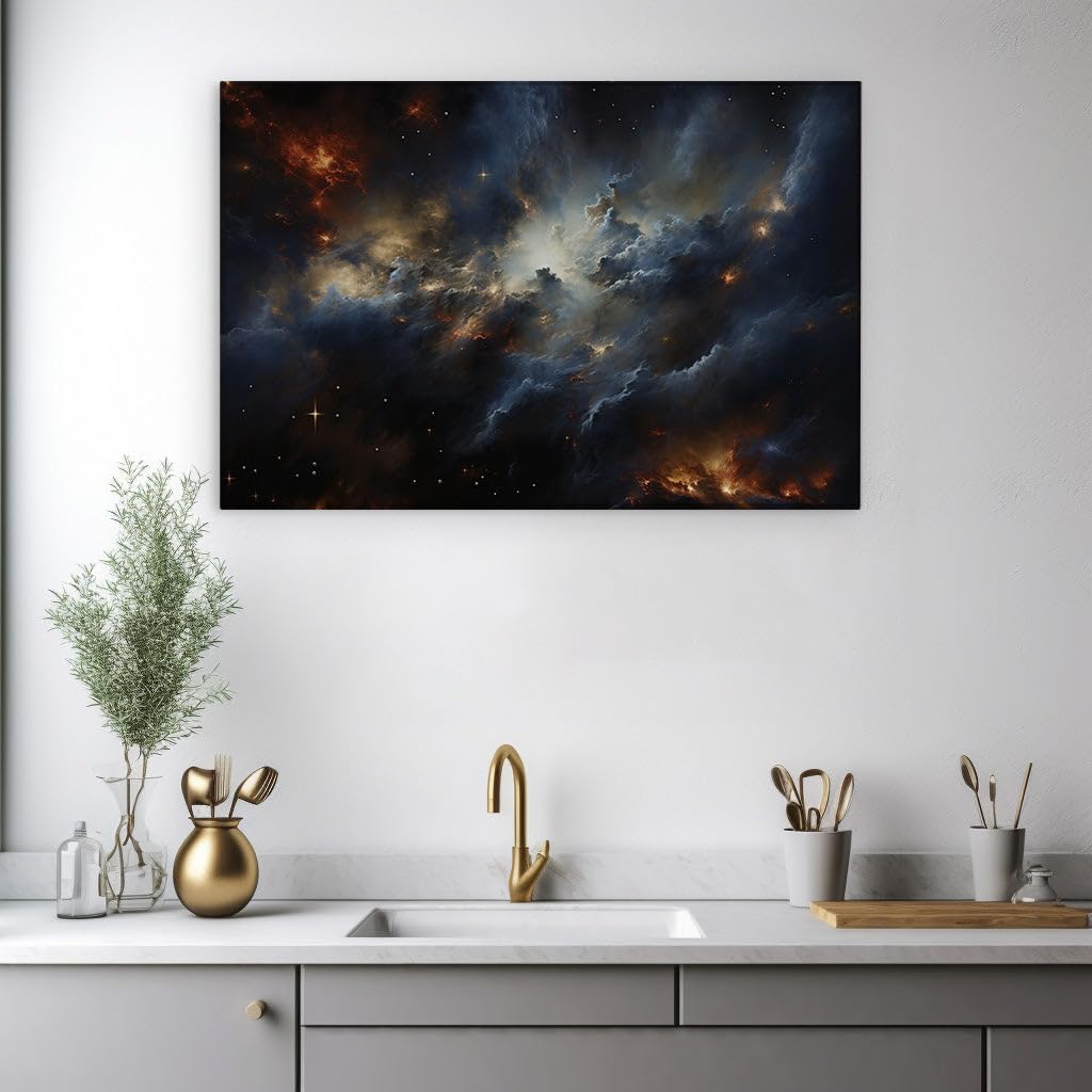 Canvas for Living room. Cosmic Masterpiece: Unveiling the Colors and Chaos of Deep Space Wonders, 27 x 18 inch Canvas Wall Art - Contemporary Masterpieces - Modern Home Decor - 69x46 cm (27x18 inch)