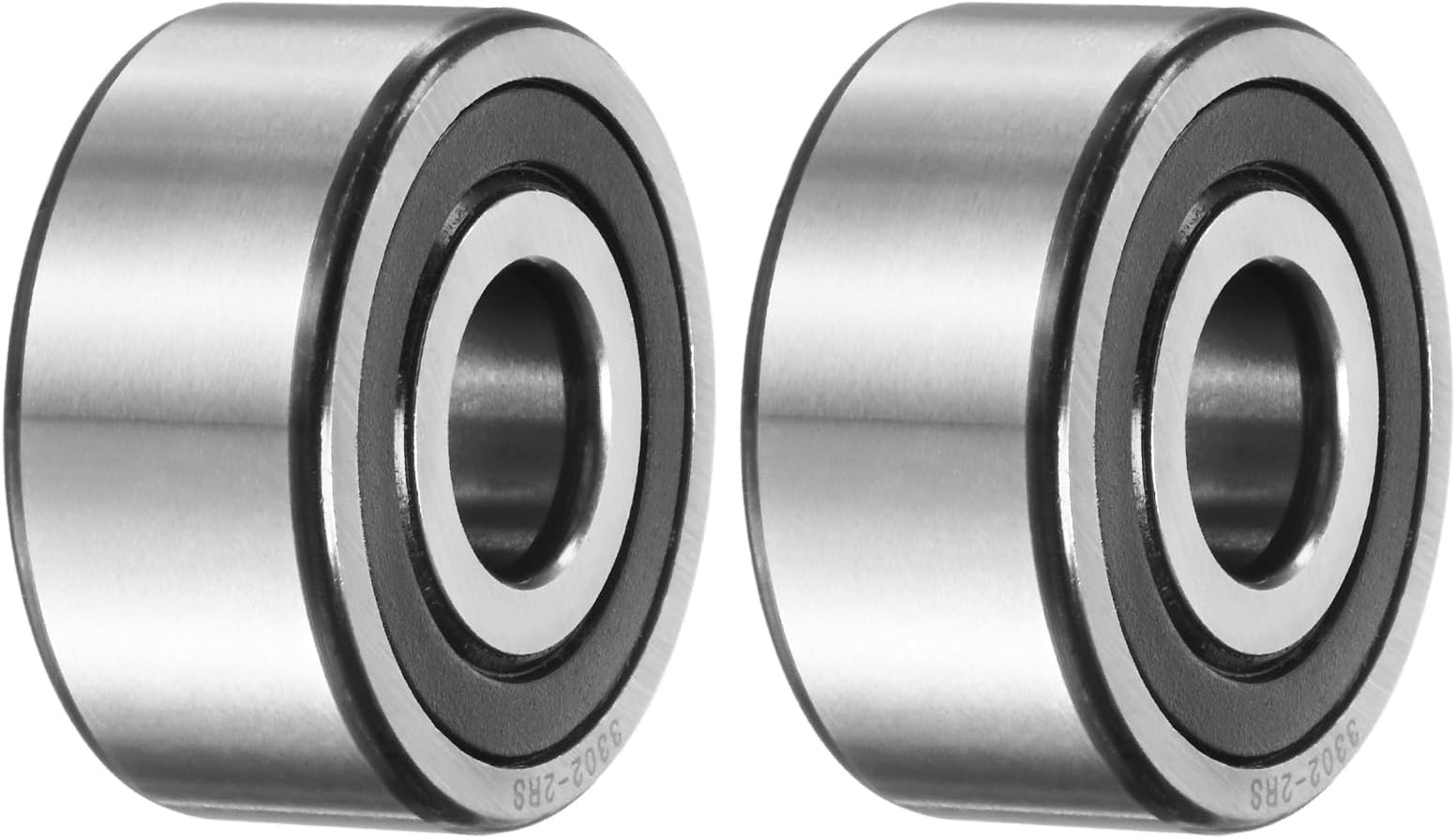sourcing map 2Pcs 3302-2RS/5302-2RS Double Row Sealed Angular Contact Ball Bearing, 15 x 42 x 19mm Ball Bearings for Electric Motor, Pumps, Compressor, Agricultural Machinery