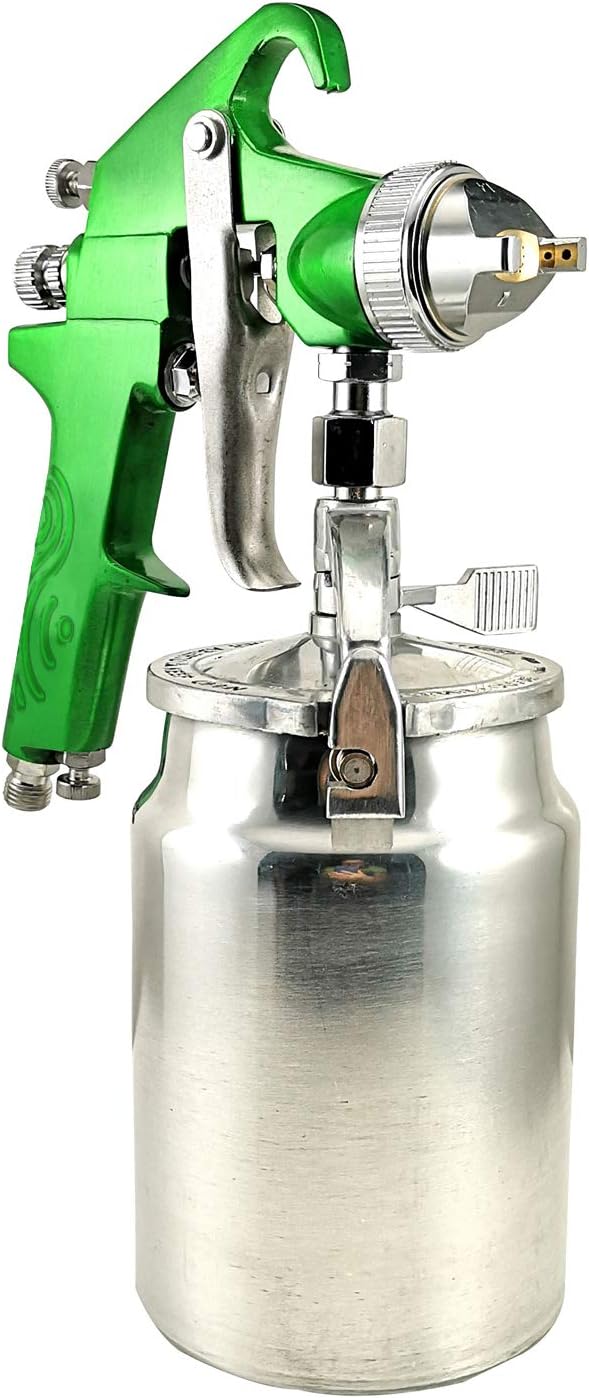 Industrial HVLP Siphon Feed Spray Gun โ 1000cc Non-Drip Paint Cup & 1.4mm Precision Nozzle | Smooth Finish for Auto, Woodworking & DIY! DP-97V-S/G