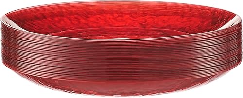 Miniatura 8 de PLASTICPRO Paquete de 30 platos de plástico martillado, platos de plástico desechables pesados, elegantes platos de fiesta martillados rojos