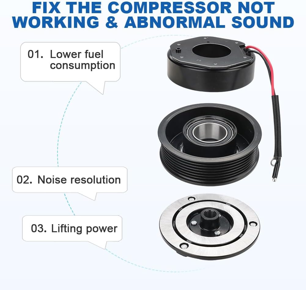 JDMON AC Compressor Clutch Assembly Repair Kit Compatible with Toyota Tacoma 2.7L 4.0L 2005 2006 2007 2008 2009 2010 2011 2012 2013 2014 2015 Replace 8832004060, 10348090, 10362461, 67677, 68677