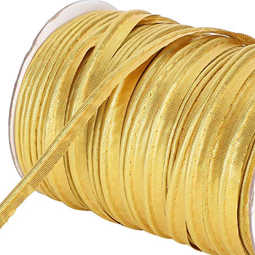 Star Blue Goldenes Zierband,1 Cm Goldfarbener Stoffbesatz, Goldfarbene Paspelierung, Breite Polyester-Kanten, Borten, Paspeln, Schrägband, Besätze Zum Nähen, Nähen, Binden, Nähen, Bastelbedarf in