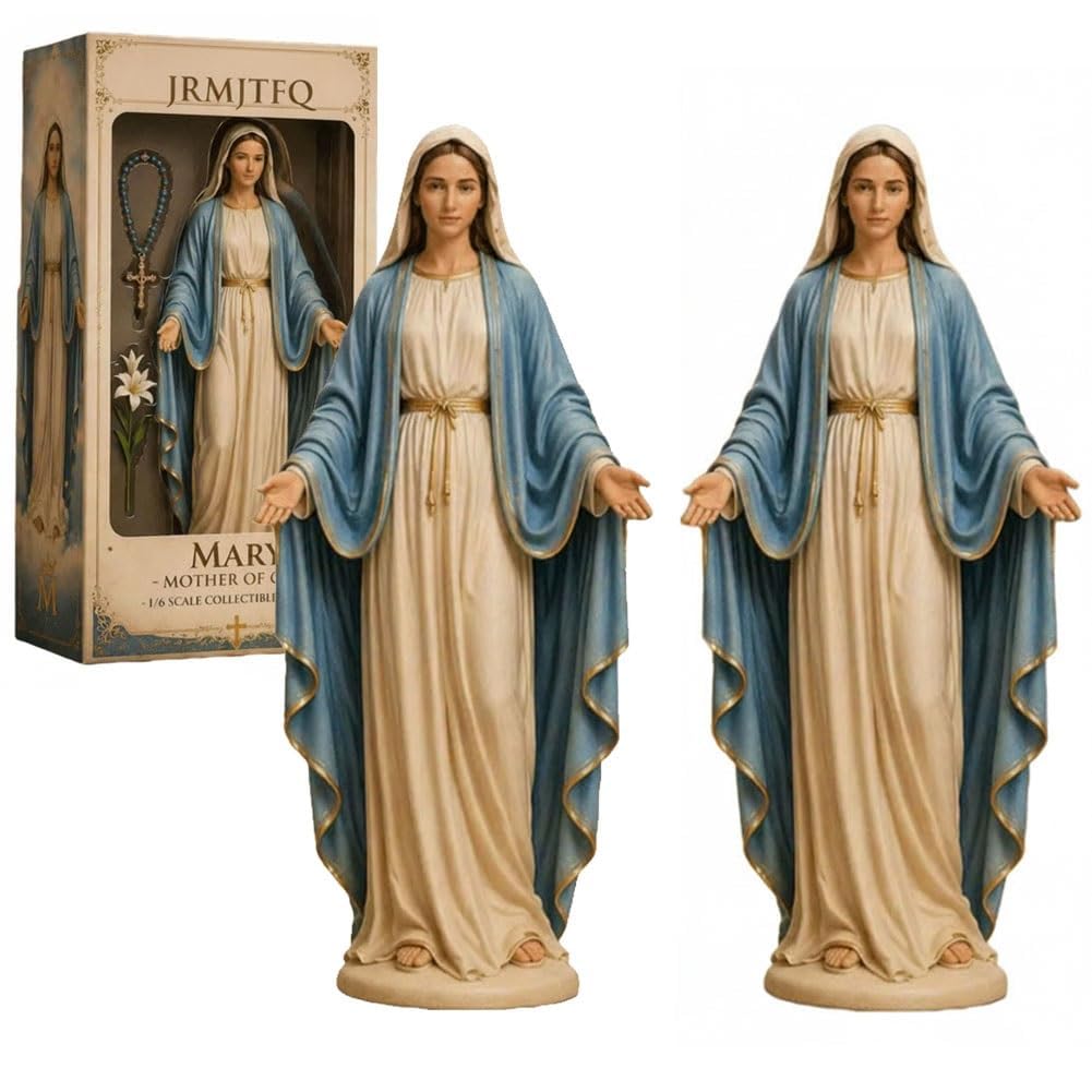 Jungfrau Maria Sammelfigur, gesegnete Mutter Madonna katholische religiöse Statue mit Unserer Lieben Frau von Guadalupe, Kunstharz, handbemalte Dekoration für christliches Gebet, Altar, Geschenk - Image 1