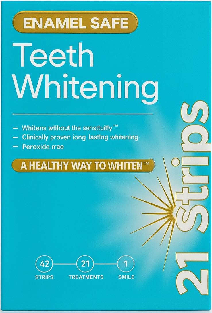 Teeth Whitening Strips - 21 Treatments 42 White Strips - Peroxide-Free Kit Natural Formula - Enamel-Safe Teeth Whitener
