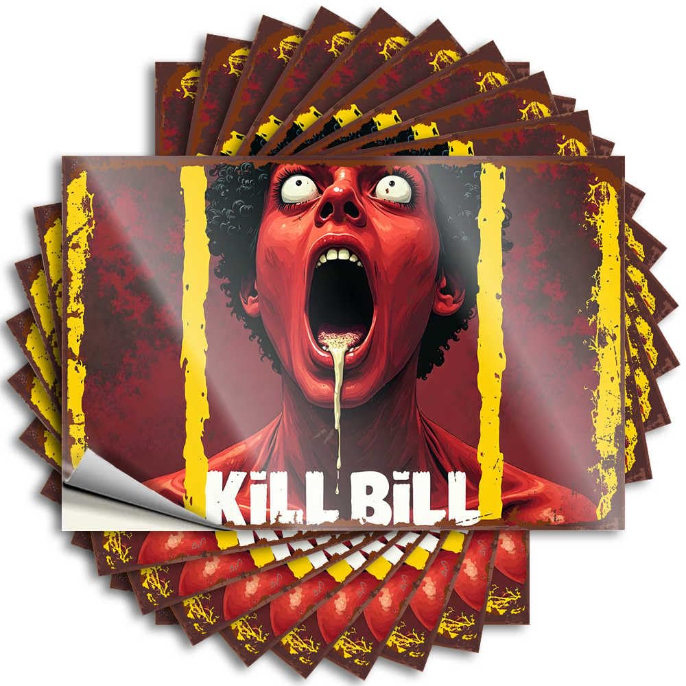 Stickers Fall Custom Stickers, Hat Waterproof Bloodthirsty Chaos: The Fiery Saga of Kill Bill Unleashed! for Hydro Flask | Square Vinyl Decals for Football Holiday Gift(12X18CM)