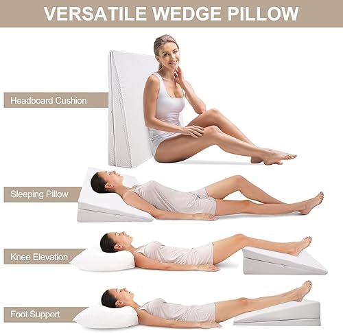 Miniatura 6 de DoCred Almohada de cuña de cama ancha, almohada de cuña ajustable de 7.5 pulgadas para cabecero, elevador de colchón de cuña para dormir, elevador