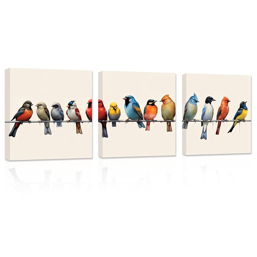 Amazon.com: ZXHYWYM Birds Canvas Wall Art 3 Pieces Colorful