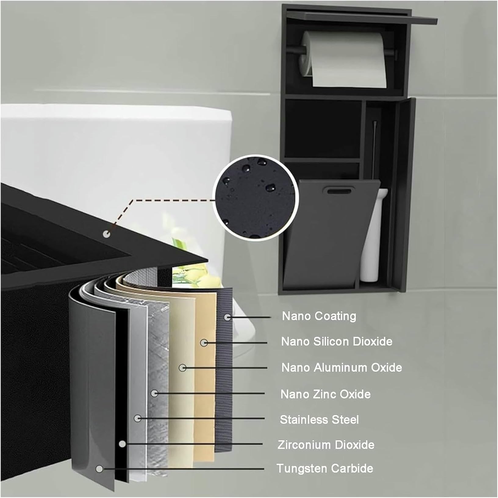 Questo Mobile da Bagno in Acciaio Inossidabile con portarotolo e Cestino integrati Offre Una Soluzione Versatile per riporre Gli Oggetti Essenziali in Bagno, Cucina e Soggiorno.