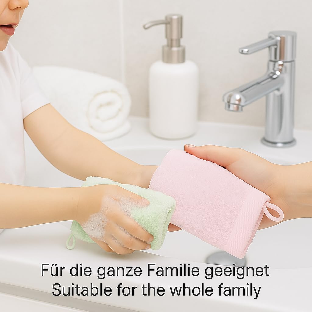 Betz Paquete de 10 Piezas de Manoplas de baño Palermo 100% algodón Juego de Guantes para lavarse tamaño 16x21 cm de Color Rosa y Verde