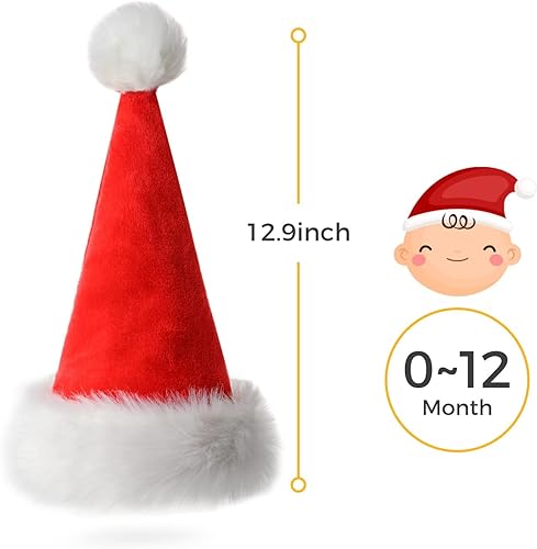 BOSONER Sombrero de Navidad para bebé, sombreros de Papá Noel para bebés y recién nacidos para la primera Navidad de bebé niña y niño