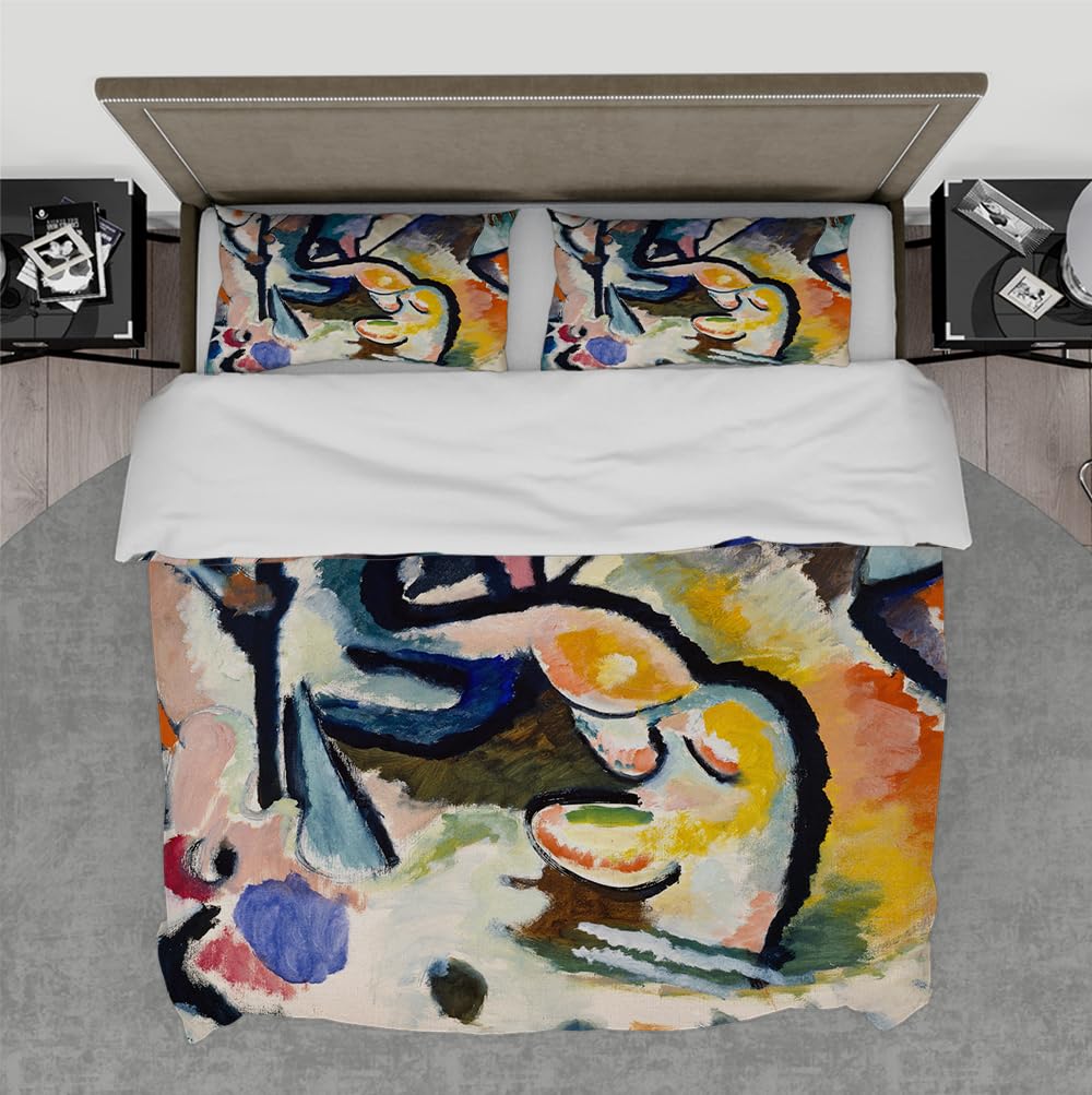 Zestawy Poszwy na kołdry Akwarela Sztuka Abstrakcyjna Vintage Boho Classic Artwork Prints Duvet Cover Microfiber 3 Pieces with Bows 4 Corners 240x260cm