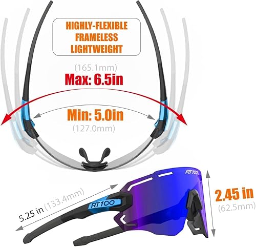 Miniatura 2 de RIDE YOUR WAY Gafas de sol profesionales sin marco para ciclismo para hombres y mujeres