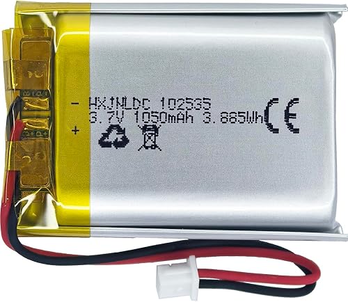 DC 3.7V 1050mAh 102535 Batería recargable de polímero de litio, adecuada para productos electrónicos de bricolaje 3.7-5V con reemplazo de batería de