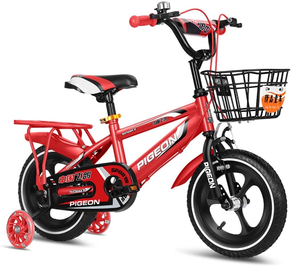 JG Kids' Bike,Children's bicycles 12/14/16/18 inches, children's bicycles with pedals for boys and girls, with removable training wheels, dual brakes and rear seats, 3 colors