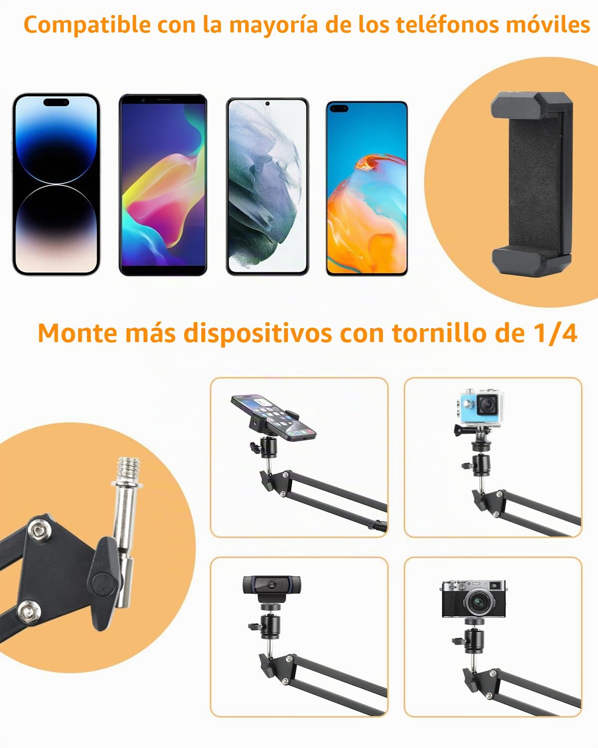 UTEBIT Anillo de Luz de 10 Pulgadas con Trípode Flexible para Teléfono Móvil - Ideal para Creación de Contenido Video Tiktok