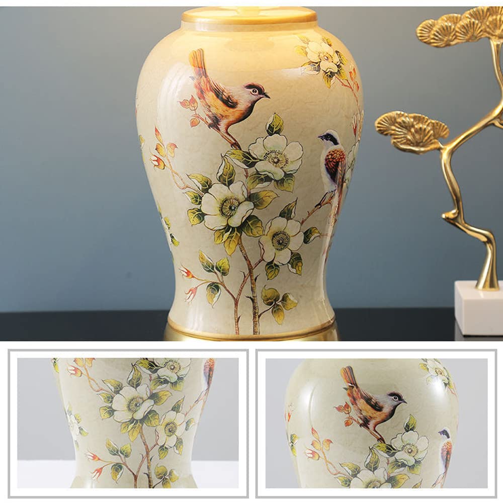 Lampada da Tavolo Creativa in Ceramica con Paralume in Tessuto, Lampada da Tavolo in Ceramica Dipinta a Mano per Camera da Letto, Soggiorno, Ufficio, libreria universit,