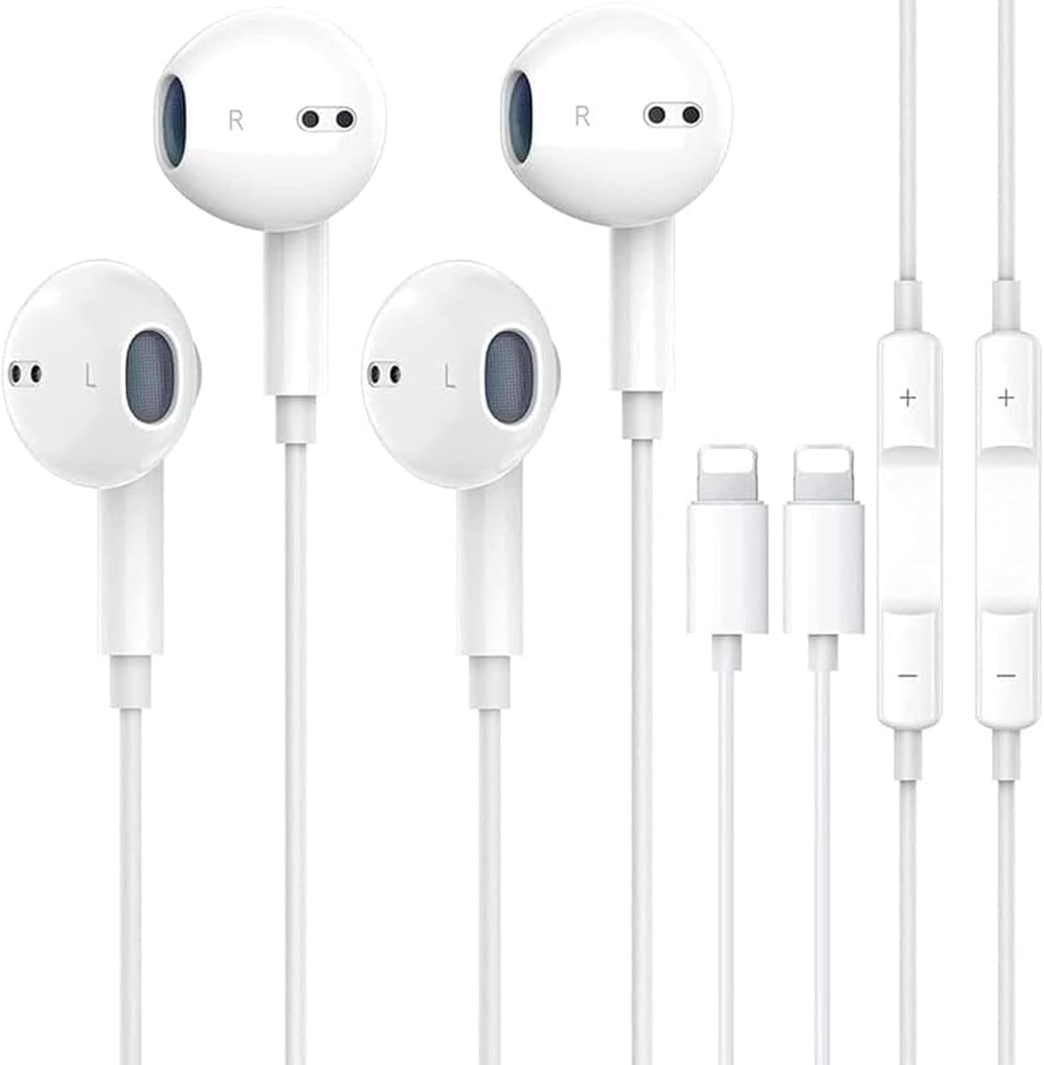 2 Pack-Wired Headphones for iPhone 14 Pro Earbuds with Lighing Aux Jack in Ear Earphones Noise Reduction Built-in Mic & Volume Control Support for iPhone 14 Pro Max/14/13/12/11/XR/XS/X/8/7