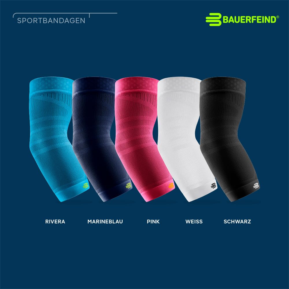 BAUERFEIND Ellenbogen Sleeve „Sports Compression Elbow Support“, 1 Unisex Ellenbogenbandage mit Kompression, Für Basketball, Leichtathletik und bei Ball- und Schlagsportarten, Rechts & Links tragbar