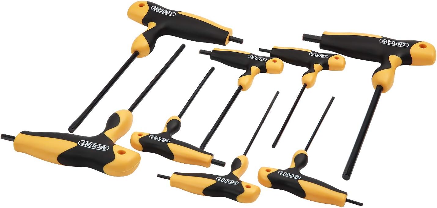 MOUNT 10-Piece T-Handle Hex Key Set, Black, Alloy Steel, TPR