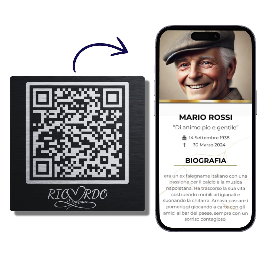 QR per lapidi con Ricordino Digitale - QR per lapidi furerarie - Ricordino Digitale per funerali con supporto QR code