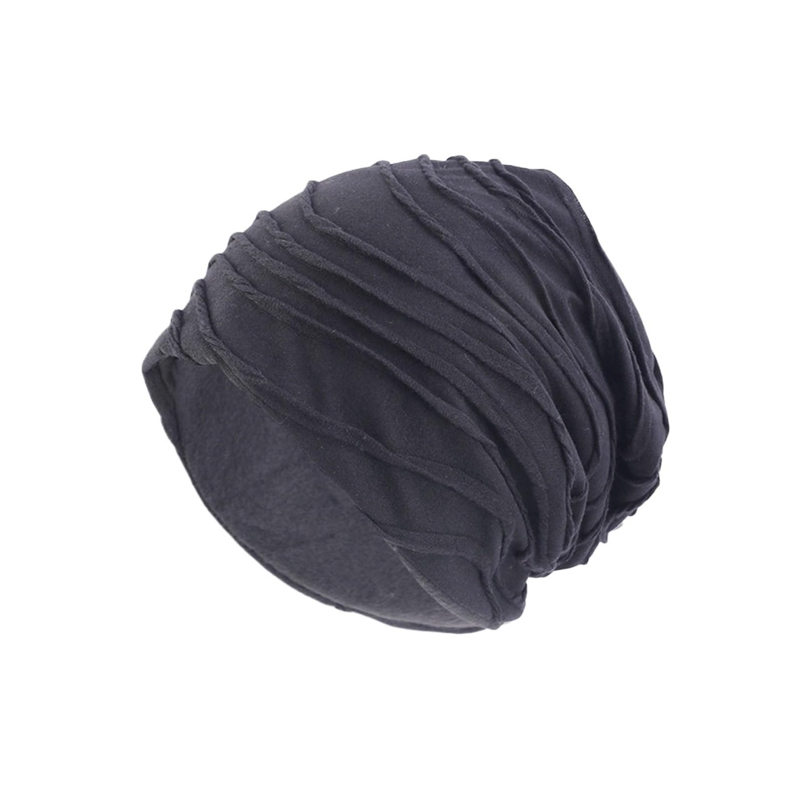 Bonnet en coton anti-irritations à volants noir pour protéger les cuirs chevelus sensibles