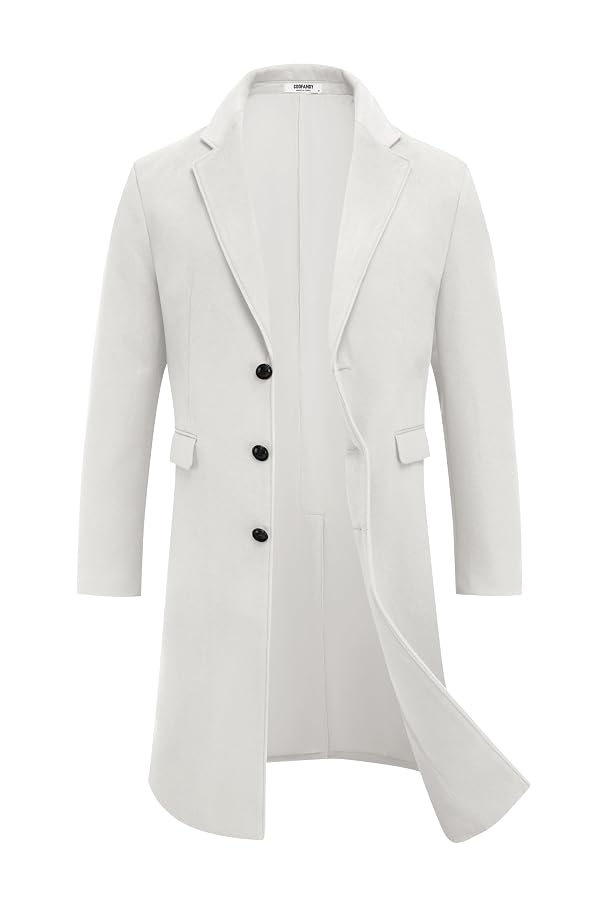 COOFANDY Wool Blend Coat Winter Long Single Breasted Coat Casual Overcoat Warm Trecn Coat With Notched Collar by COOFANDY - Used condition - Image 6