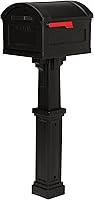 Architectural Mailboxes Grand Haven Extra Large Black Plastic Mailbox & Post Kit - Rust-Proof, USPS Approved, 2175 Cu In Capacity