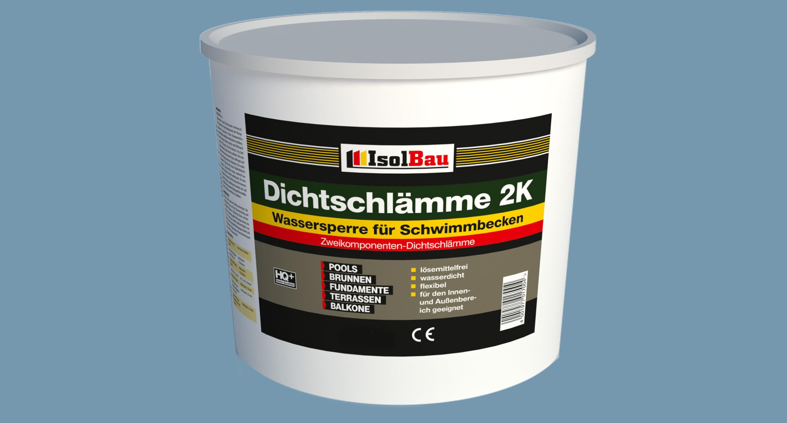 Isolbau Dichtschlämme 2K - 100 kg Lösemittelfrei Wassersperre zur Abdichtung von Schwimmbecken, Pool, Brunnen, Balkon, Terrasse