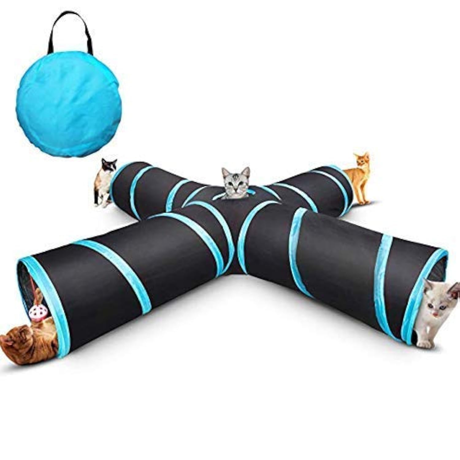 Collapsible Cat Tunnel For Indoor & Outdoor Play - Large Pet Toy For Cats, Puppies, Rabbits & Small Animals