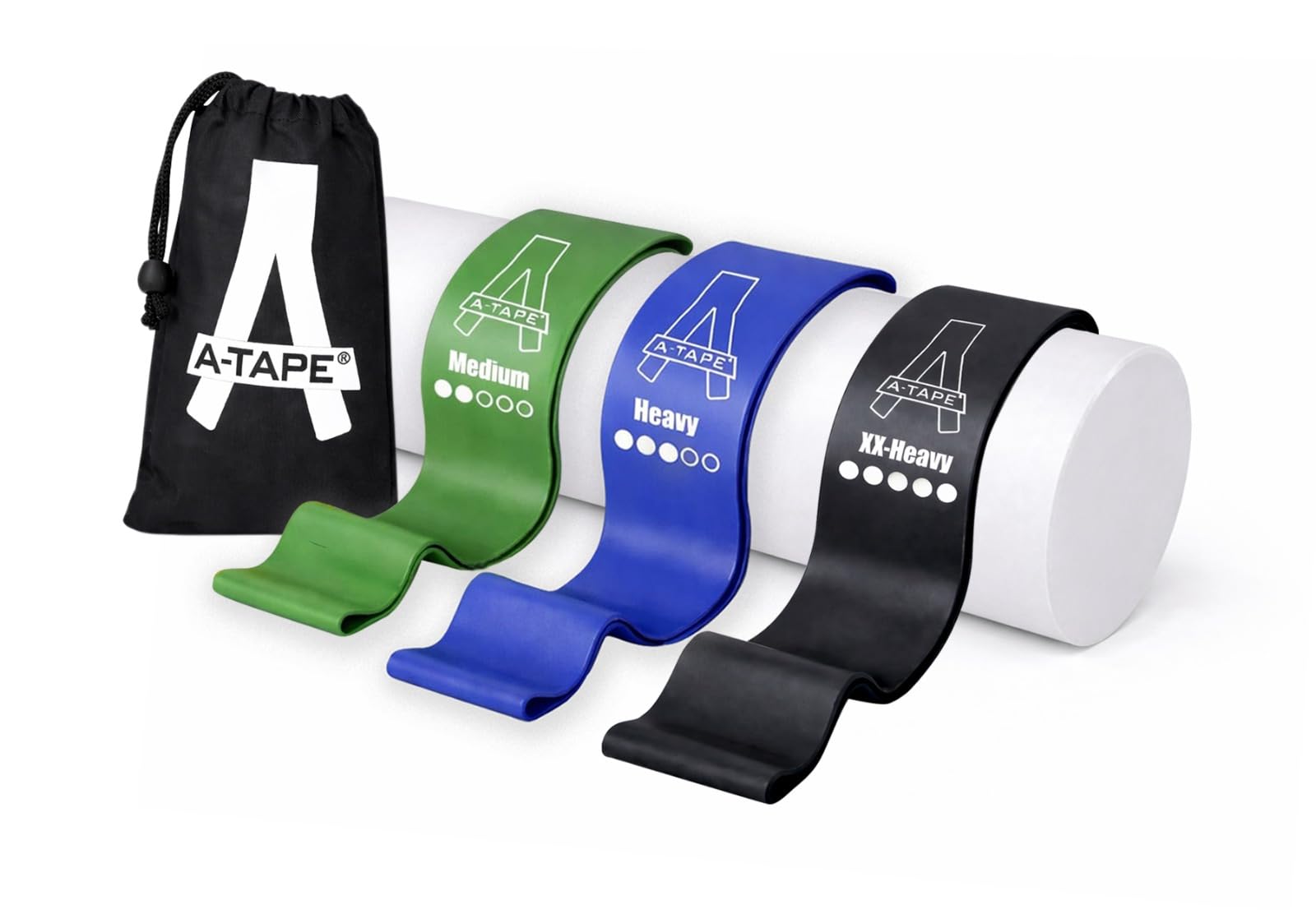 A-Tape Resistance Loop Bands Set for Men & Women | Premium Natural Rubber Heavy Duty Workout Bands for Legs, Glutes, Squats, Stretching, Fitness & Physiotherapy (Green,Blue,Black) (Pack-3)