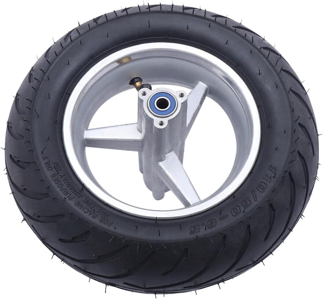 110/50-6.5 Rear Wheel Tyre Tire with Bearings 49cc 2 Stroke Mini Pocket Rocket Bike w/Tyre Hub Rim Tube Black(10.63x10.63x3.94in)