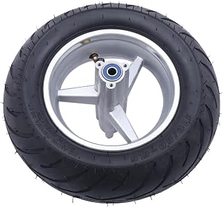 KONKENIE 110/50-6.5 Rear Wheel Tyre Tire with Bearings 49cc 2 Stroke Mini Pocket Rocket Bike w/Tyre Hub Rim Tube Black(10.63x10.63x3.94in)
