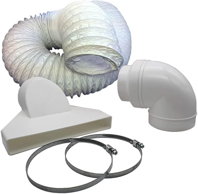 Warm Air Exhaust Kit with PVC Hose and Window Vent Attachment (125mm (5 inch))