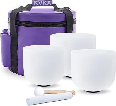 KVKA 432hz Set of 3pcs 7"C + 8"F + 10"G Quartz Crystal Singing Bowls