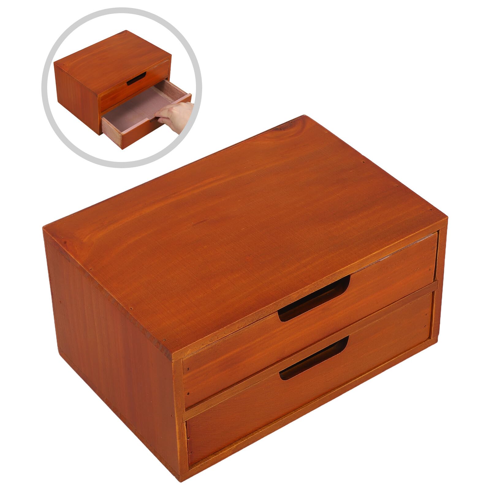 NUOBESTY Mobiletto Portaoggetti in Legno con Doppio Cassetto Cassettiera Compatta da Scrivania per Piccoli Spazi Organizer Multifunzionale per Archiviazione Ordini e Cancelleria