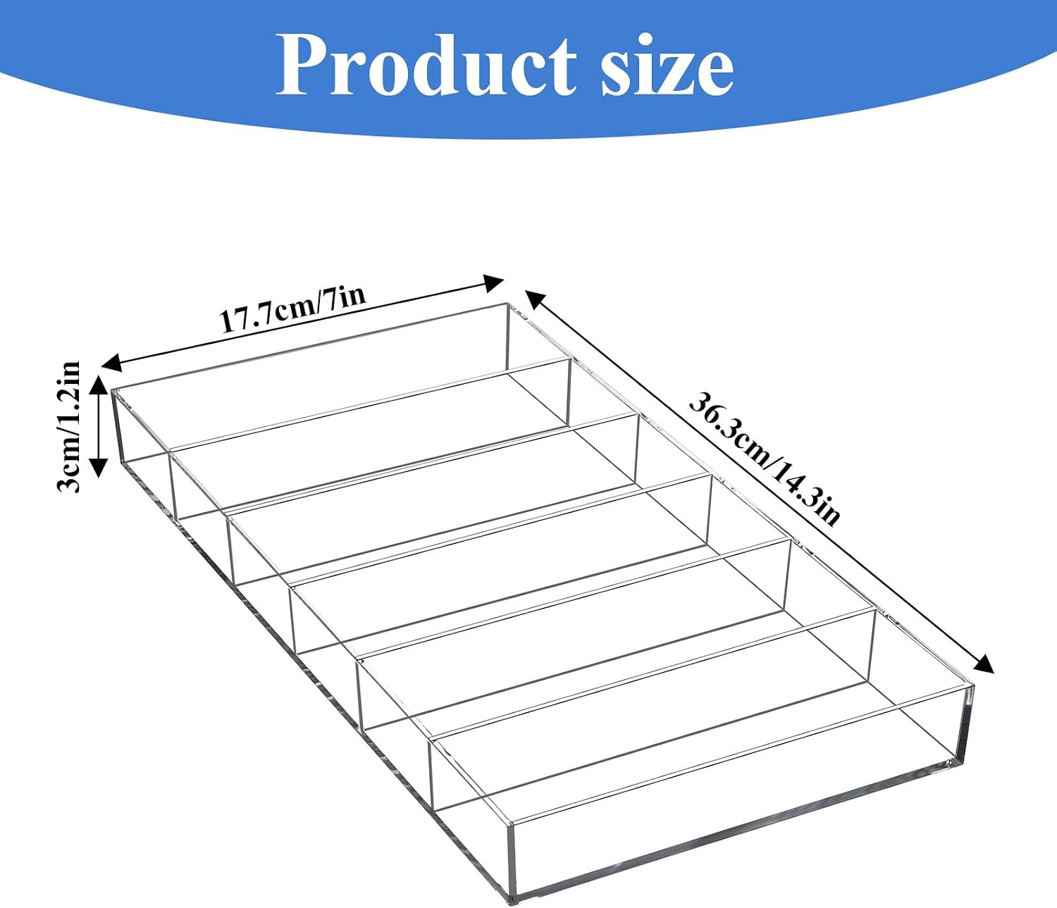 2 Pack Acrylic Sunglasses Organizer, Clear Eyeglasses Storage Case with 6 Slots, Stackable Display Tray for Eyewear, Jewelry, Makeup, 14.3x7x1.2 Inch