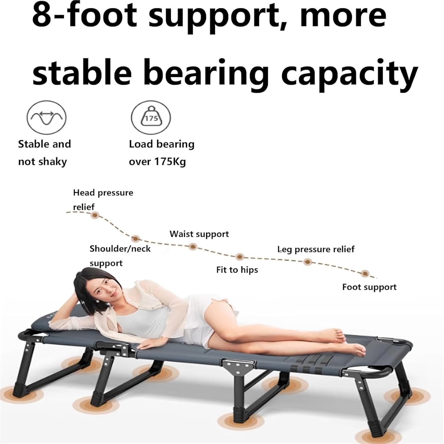 Folding Camping Cot,Camping Cot for Adults, Folding Bed with Mattress Foldable Padded Sleeping Cots Double Layer Oxford Portable Soft Pad Bed for Home Guest Office Nap(190 * 68 * 28cm)