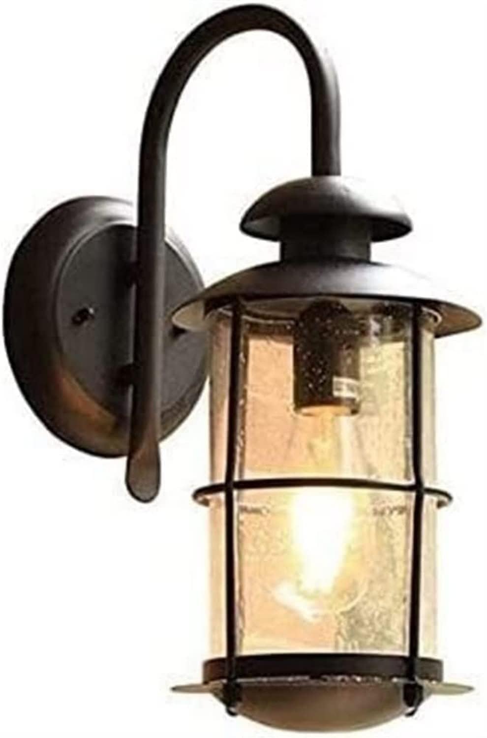 OZBMA European Style Waterproof Wall Lamp E27 Antique Outdoor Light Rainproof Wrought Iron Glass Lamp,Chandeliers (Onecolor)