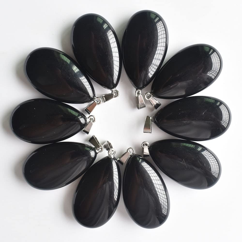 10pcs/Lotto Pendenti a Goccia in Pietra Nera Naturale for la Produzione di Gioielli Pendente
