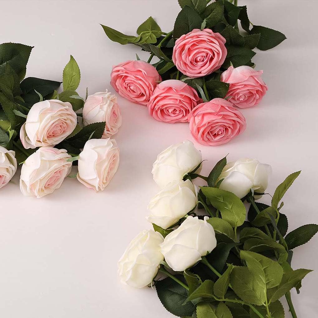 Amazon｜バラ フェイクフラワー リアル 5本 造花 薔薇 ピンク