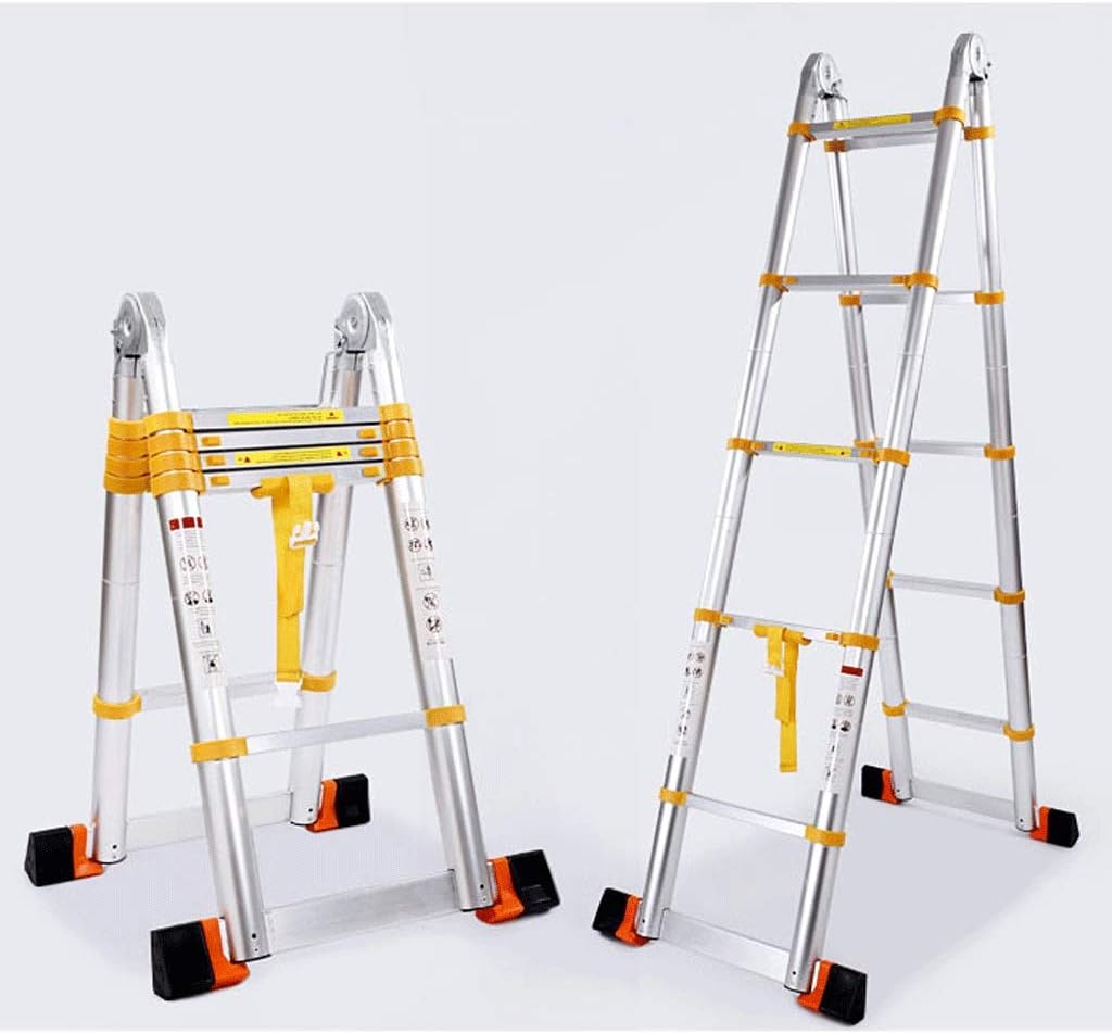 Telescoping Extension Ladder, Telescoping Ladders Easy to Move with Pulleys 20 Ft Aluminum Telescopic Ladder Telescoping A-Type Extension Multi Purpose for Home/Building Ladders (S