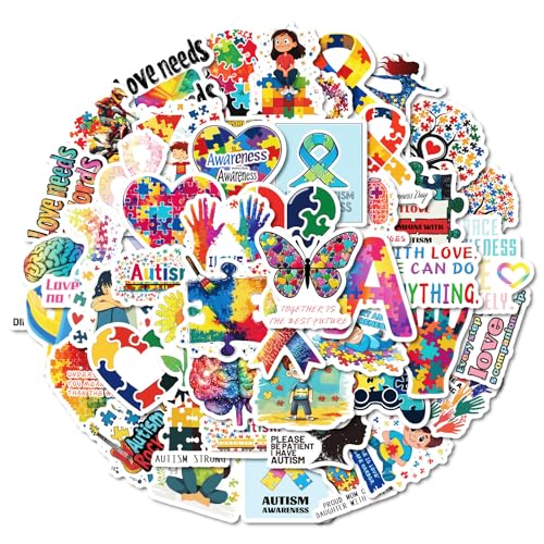 50枚セット オーティズム ケア シリーズ ステッカー かわいい アニメ おしゃれ 防水 トレンディ 落書き 漫画 アウトドア DIY スノーボード スーツケース ギター 車 バイク 自転車 水筒 ヘルメット パソコン 携帯 ノート