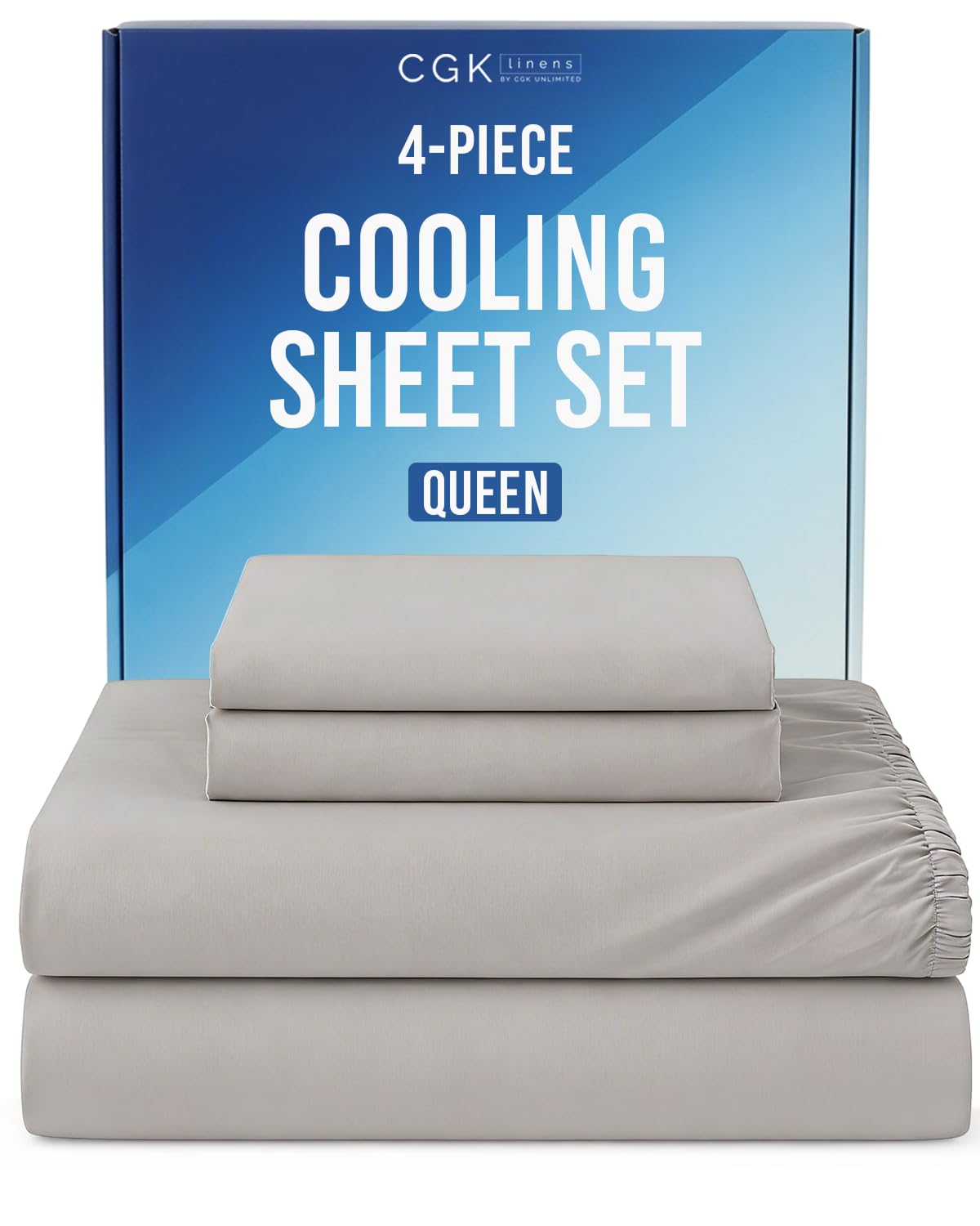 Cooling Sheets Set Queen Size - 4 Piece Summer Bed Sheets for Hot Sleepers - Cooling Bedding Set